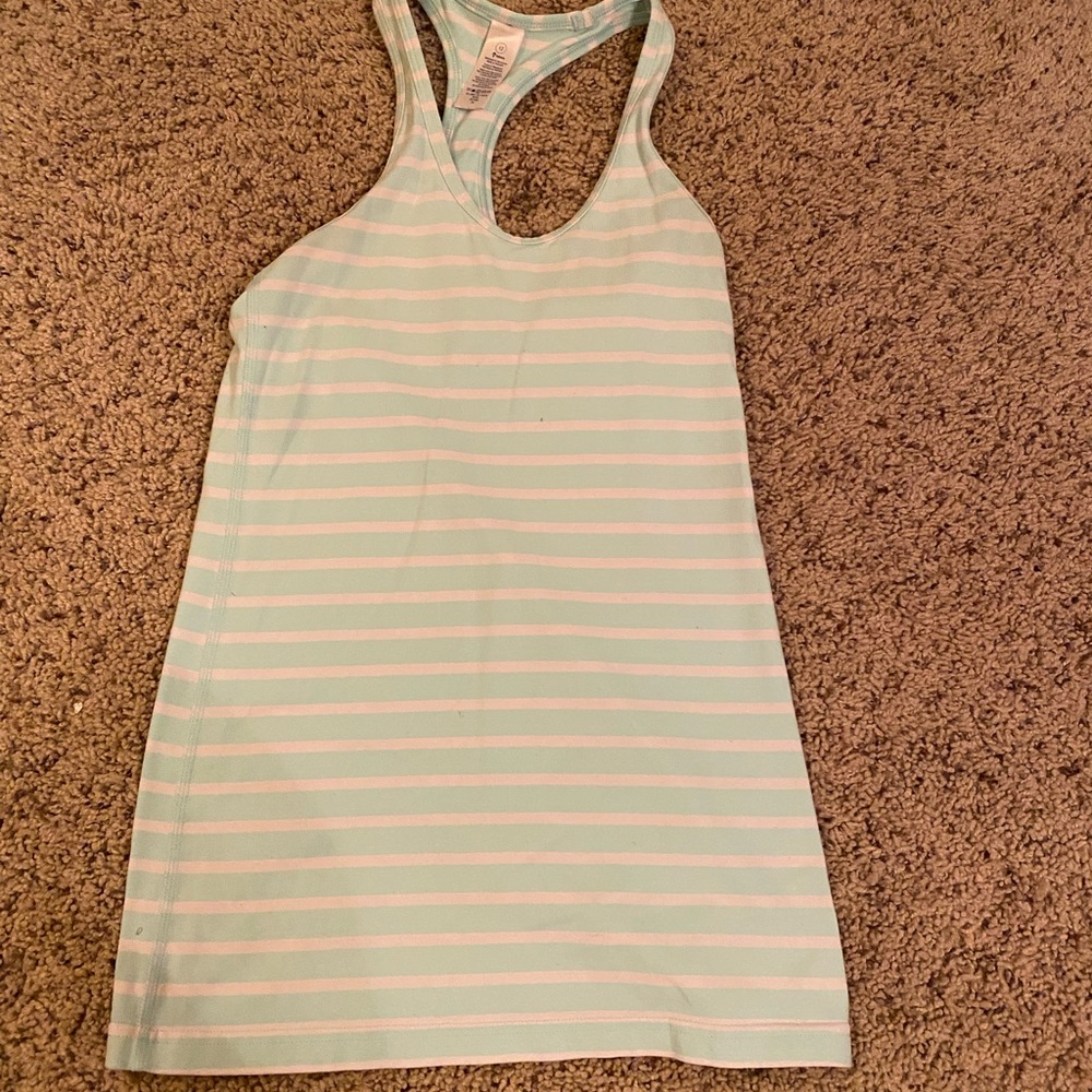 blue and white striped Ivivva tank top